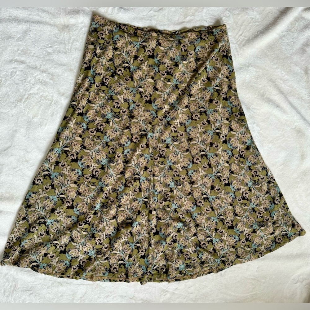 Y2K Boho Green Floral Print Fairy skirt